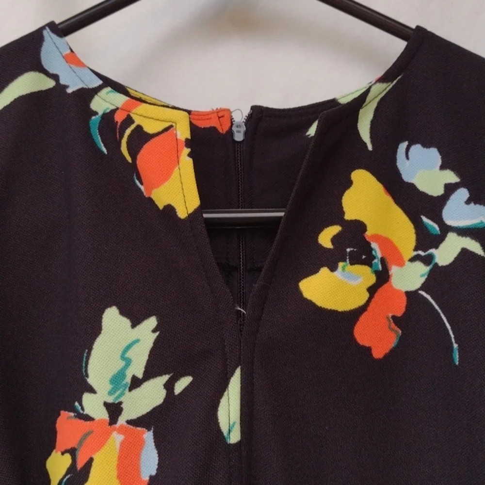 Vintage Mod Puritan Forever Young Black Floral Maxi Empire Dress L - Picture 3 of 9